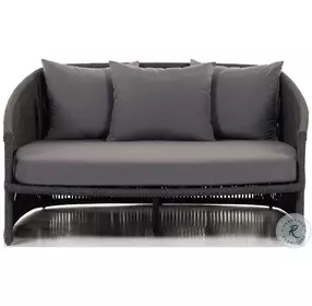 Porto Charcoal Performance Fabric And Bronze and Dark Grey Outdoor Daybed