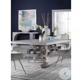 Signature Designs Misty White Gray And Silver Leaf Sereno Long Console Table