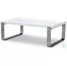 Terra Luna White Cloud And Polished Nickel Rectangle Occasional Table Set