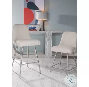 Signature Designs Misty Gray Dinah Performance Fabric Swivel Counter Height Stool