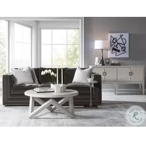 Signature Designs Cerused Misty White Gray Isoceles Round Cocktail Table