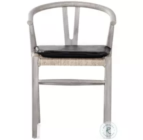 Muestra Pebble Black And Weathered Grey Teak Outdoor Dining Chair With Cushion