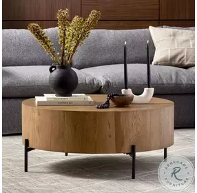 Eaton Amber Oak Resin Drum Coffee Table