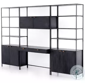 Trey Black Modular Wall Home Office Set With 2 Bookcase