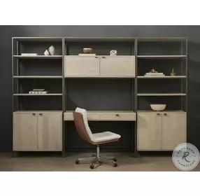 Trey Dove Poplar Modular Wall Desk With 2 Bookcases