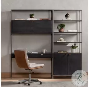 Trey Black Modular Wall Desk With Bookcase