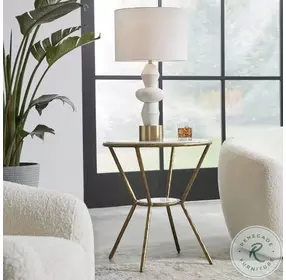 Refuge Antique Gold Marble Top Side Table