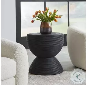 Bongo Stained Black Rattan Side Table