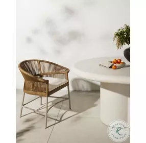 Irving Venao Ivory Performance Fabric Outdoor Dining Arm Chair