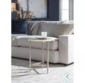 Signature Designs Polished Amber Onyx And Champagne Leaf Benton Round Spot Table