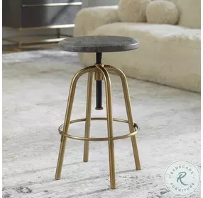 Revolve Dark Walnut And Brushed Brass Adjustable Height Counter Height Stool