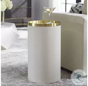Circuit Brushed Brass And White Accent Table