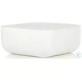 Basil Matte White Cast Aluminum Square Outdoor Occasional Table Set