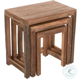 Reclamation Rustic Brown Nesting Accent Table Set of 3