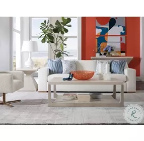 Mar Monte Ivory Marble And Soft Champagne Taupe Rectangle Cocktail Table