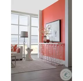 Mar Monte White Marble And Silver Leaf great Console Table