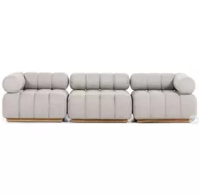 Roma Natural Teak And Faye Ash Performance Fabric Outdoor Modular Sofa