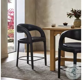 Hawkins Sonoma Black Leather Counter Height Stool