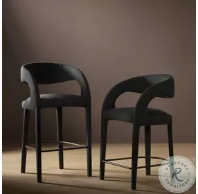 Hawkins Fiqa Boucle Charcoal Performance Fabric Counter Height Stool