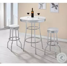 2300 Glossy White and Chrome Bar Table