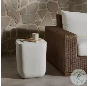 Basil Matte White Cast Aluminum Outdoor Square Drink Table