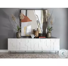 Signature Designs Soft Matte White Bardo Long Media Console