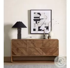 Caspian Natural Ash Veneer 6 Drawer Dresser