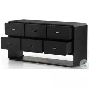 Caspian Black Ash Vaneer 6 Drawer Dresser