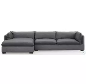 Westwood Bennett Charcoal 131" 2 Piece Performance Fabric Sectional with LAF Chaise