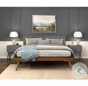 Wrenn Chestnut And Dark Gray Full Upholstered Platform Bed