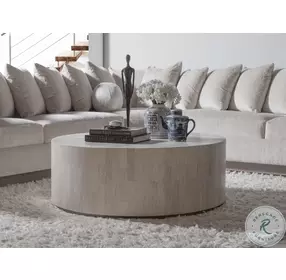 Cassio White Travertine Round Cocktail Table