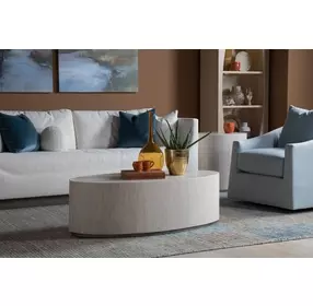 Cassio Creamy White Oval Travertine Top Cocktail Table