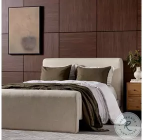 Mitchell Thames Cream Performance Fabric Queen Upholstered Bed