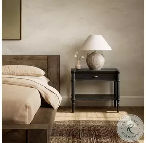 Toulouse Distressed Black Oak 1 Drawer Nightstand