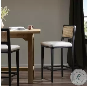 Veka Savile Flax Performance Fabric Counter Height Stool