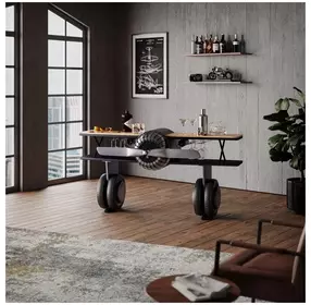 Glory Days Maverick 72" Aiplane Bar Aviator Console Table