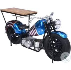 Glory Days 70" Patriotic American Flag Motorcycle Bar Console Table
