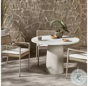 Basil Matte White Cast Aluminum Outdoor 42" Round Dining Table