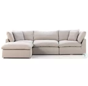 Stevie Destin Flannel 3 Piece Sectional with Ottoman