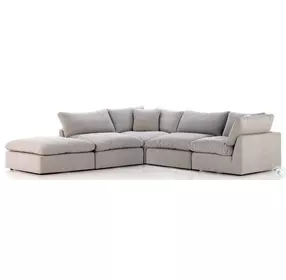 Stevie Destin Flannel 4 Piece Performance Fabric Sectional with Ottoman