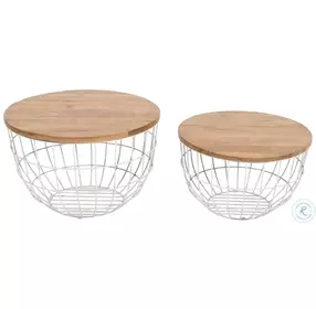 Global Archive White And Brown Nesting Occasional Table Set
