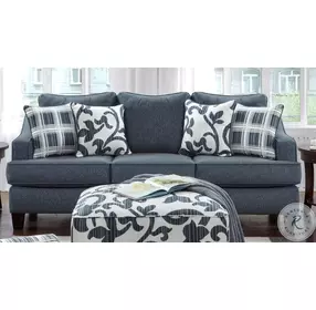 Truth or Dare Navy Recessed Arm Sleeper Living Room Set