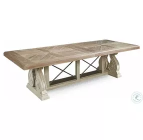 Arch Salvage Parchment And Cirrus Extendable Rectangular Pedestal Dining Room Set