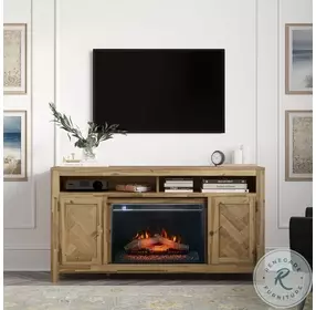Fairview Bryce Light Brown 60" TV Stand with Electric Fireplace