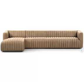 Augustine Palermo Drift Leather 126" 2 Piece LAF Chaise Sectional