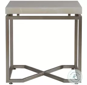 Vara White and Champagne Silver Rectangular End Table