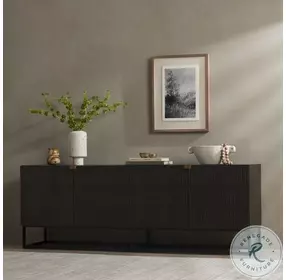 Kelby Carved Vintage Brown And Aged Brass Media Console