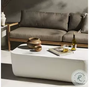 Basil Matte White Cast Aluminum Outdoor Rectangular Coffee Table