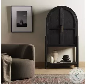 Tolle Drifted Matte Black Bar Cabinet