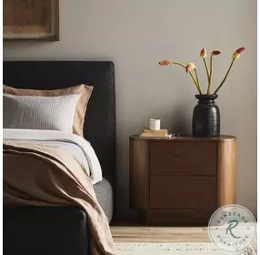 Paden Seasoned Brown Acacia 2 Drawer Nightstand